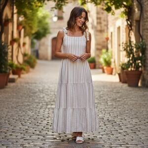 Maxi Dress Layered Smocking Cottage Y2K Peasant Boho Summer SZ XL Cassee's